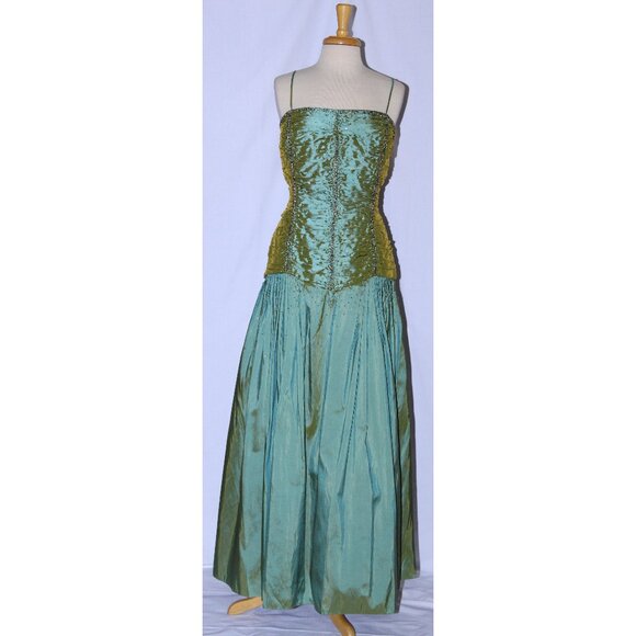 May Queen Dresses & Skirts - MayQueen #528 Pleated Taffeta Prom or Ball Gown-Size 2X-SAGE GREEN-NEW With Tags